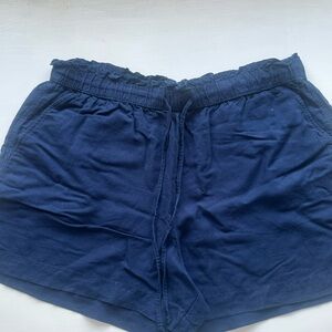 LOFT navy blue linen blend drawstring shorts